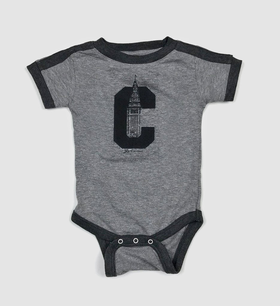 C Terminal Grey Striped Onesie