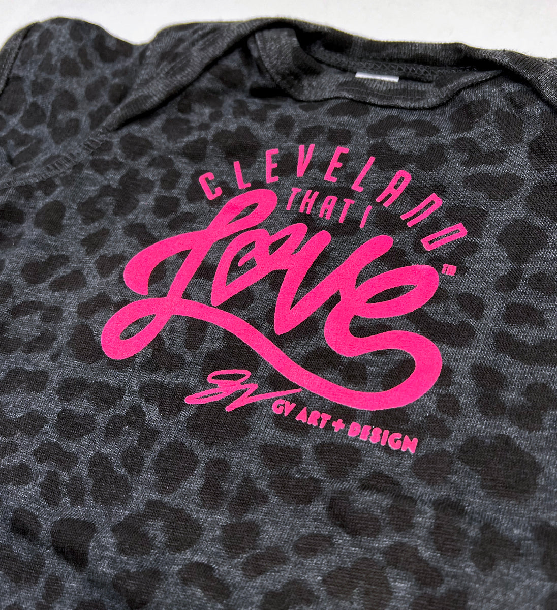 Cleveland That I Love Black Cheetah Onesie