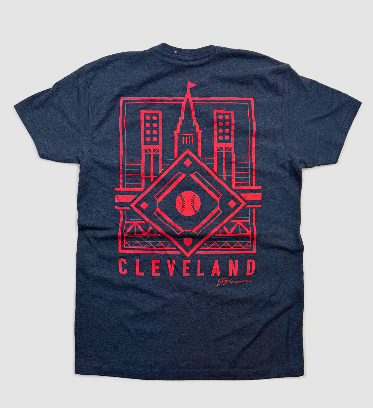 Cleveland Baseball Diamond Linework T shirt
