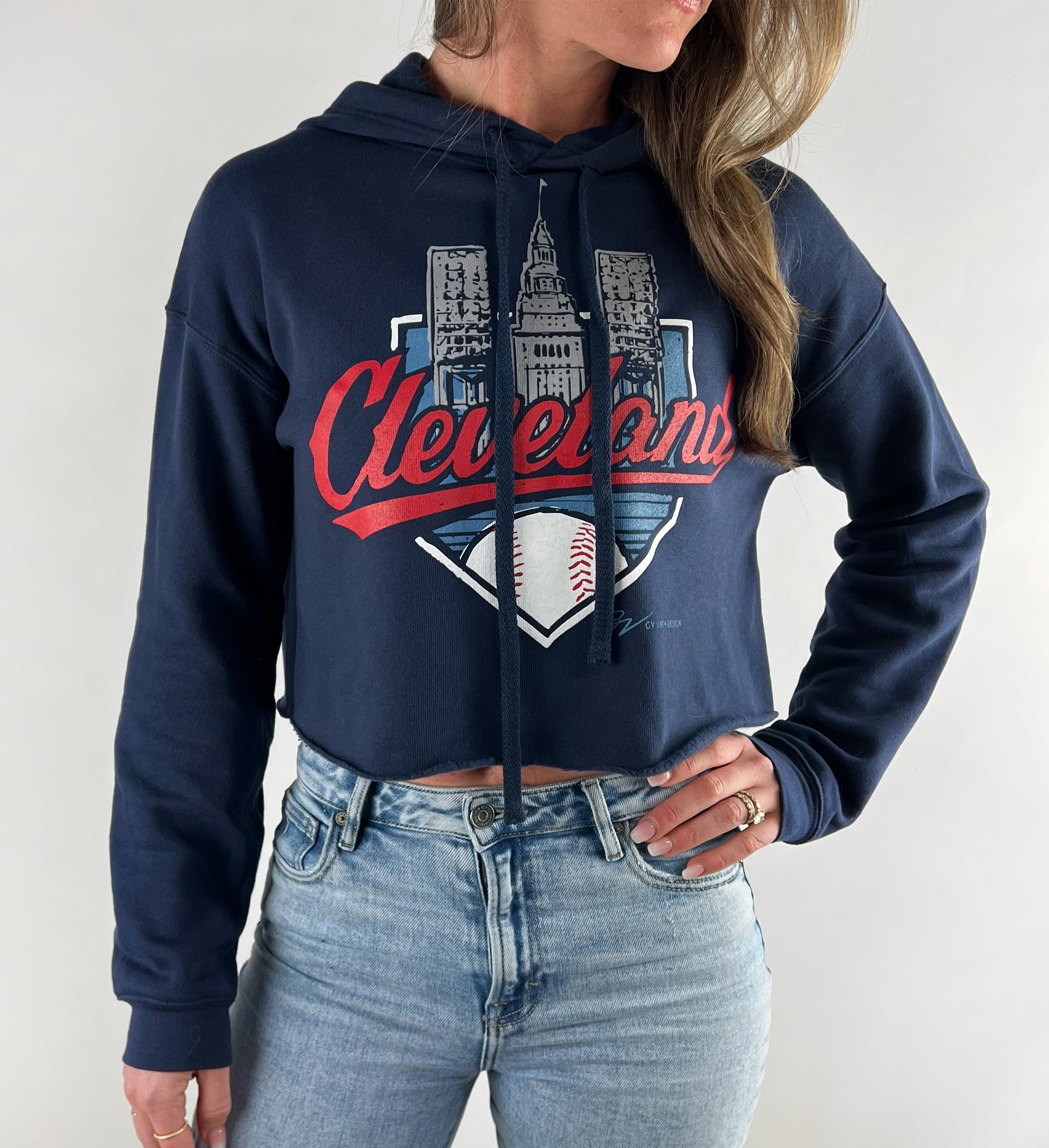 Women's Cropped Baseball Lights Hooded Sweatshirt