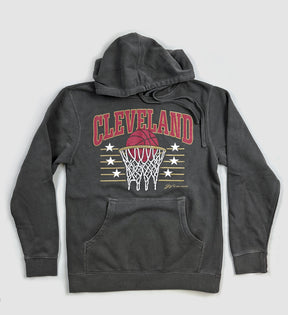 Charcoal Cleveland Basketball Vintage Hooded Sweatshirt