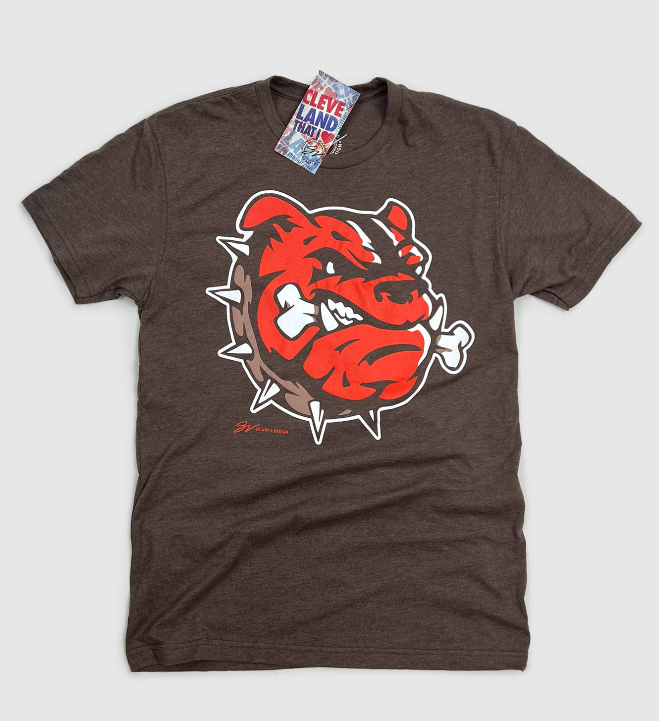 Brown Cleveland Football DAWG Logo T shirt
