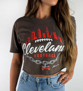 Cleveland Script Skyline Chain Cropped T shirt