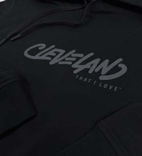 Cleveland Script Marker Black Performance Hooded Sweatshirt