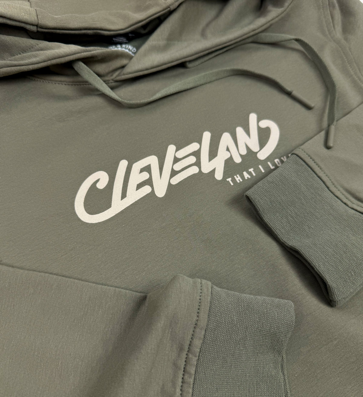 Cleveland Script Marker Green Performance Hooded Sweatshirt