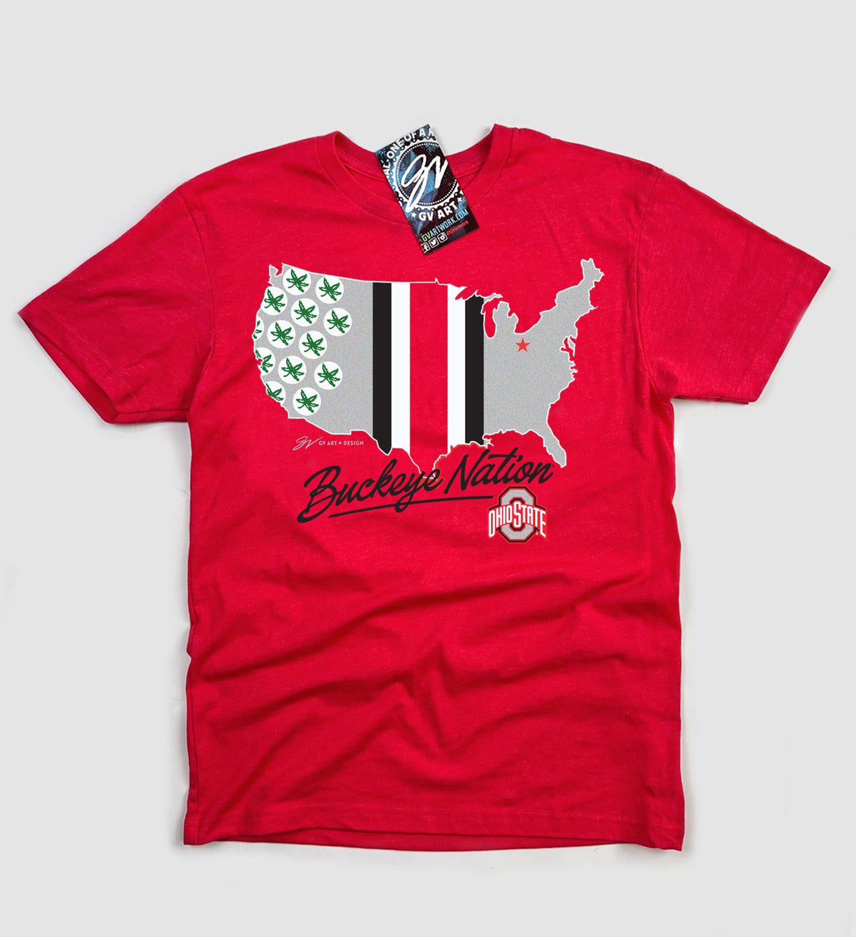 Red Ohio State Buckeye Nation Tshirt