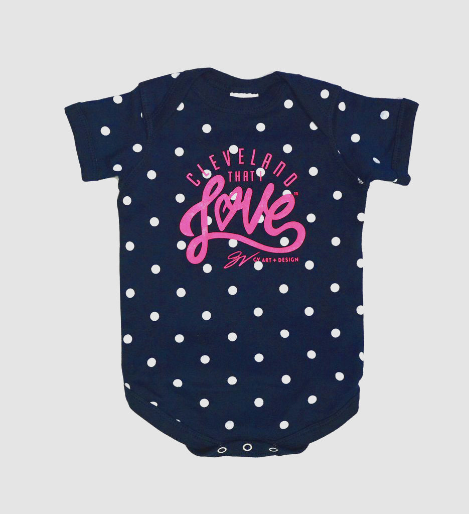 Cleveland That I Love Polka Dot Onesie
