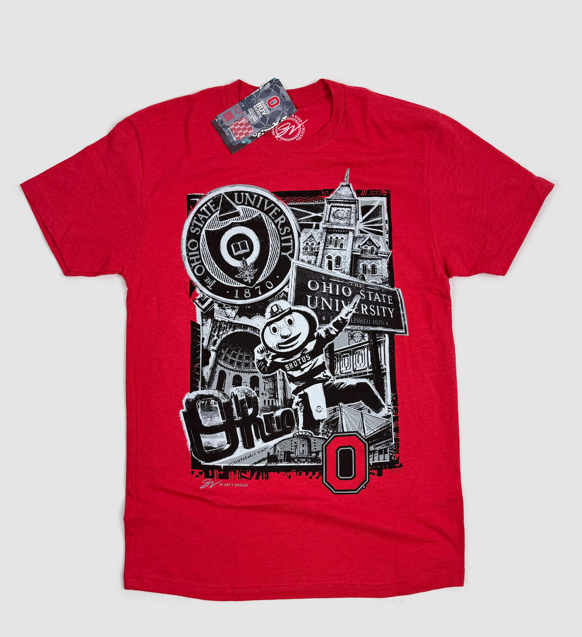 Red OSU Landmark Collage T Shirt