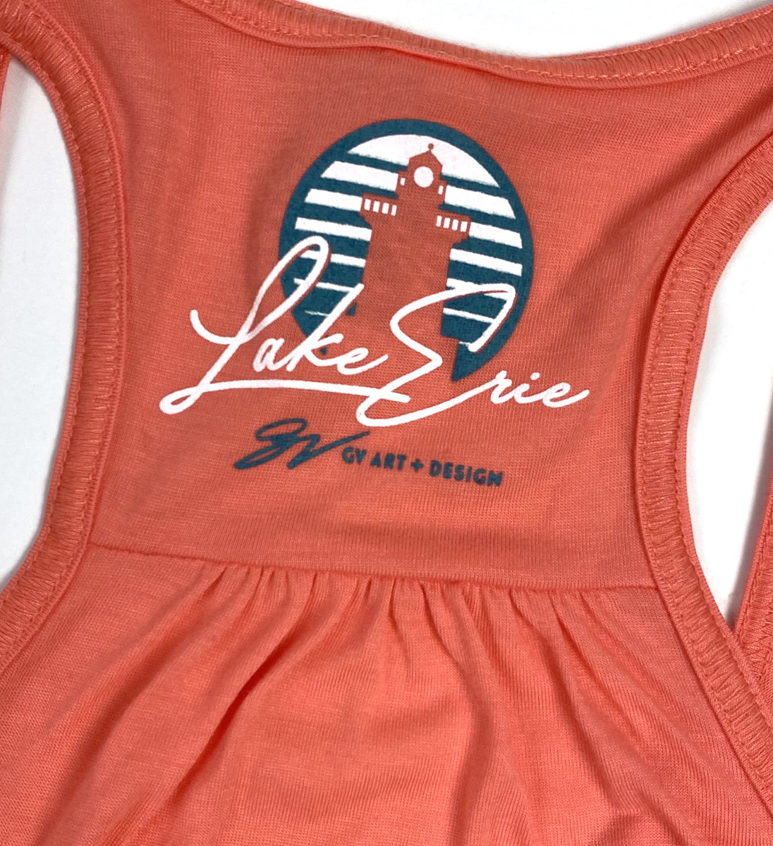 Womens Coral Lake Erie Racerback Tank