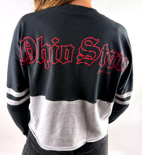 Womens OSU Old English Cropped Long Sleeve